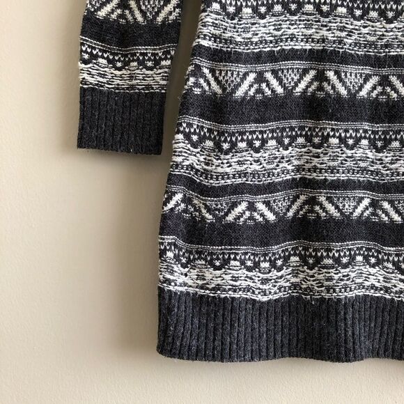 Garage Comfy Stretch Knit Stripe Scoop Neck Long Sleeve Mini Dress Grey - Picture 7 of 13